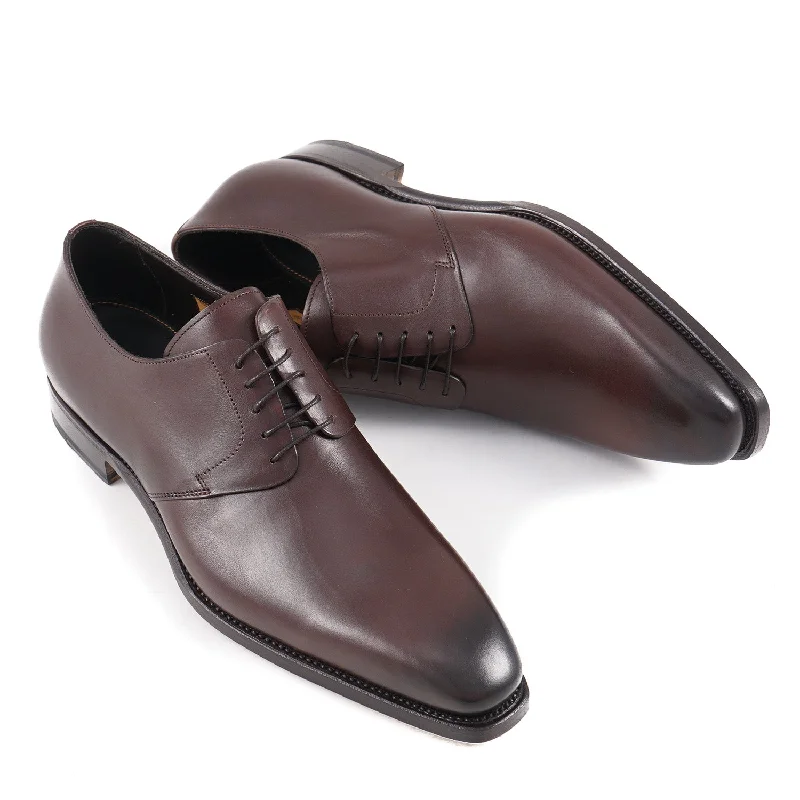 Santoni Goodyear-Welt Derby in Brown Sleek Men's Metallic