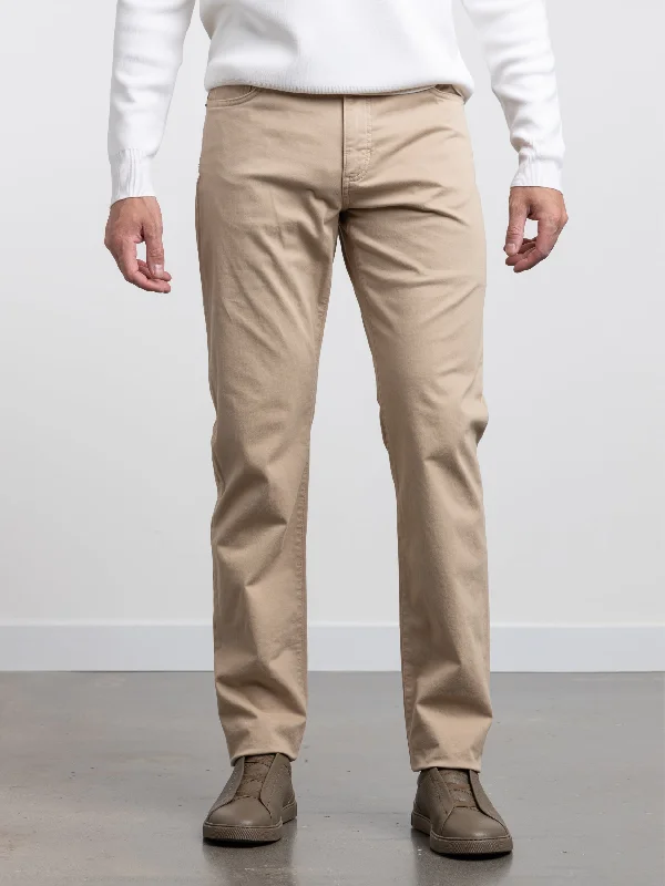 Light Beige Stretch Roccia Jeans Unique Men's Patch