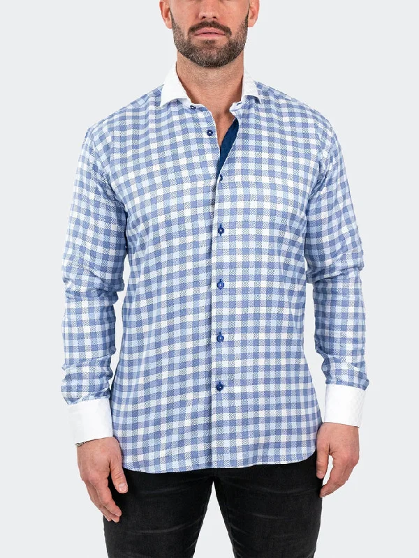 Maceoo Stretch Shirt | Einstein Jacqcuffed Blue Dynamic Men's High