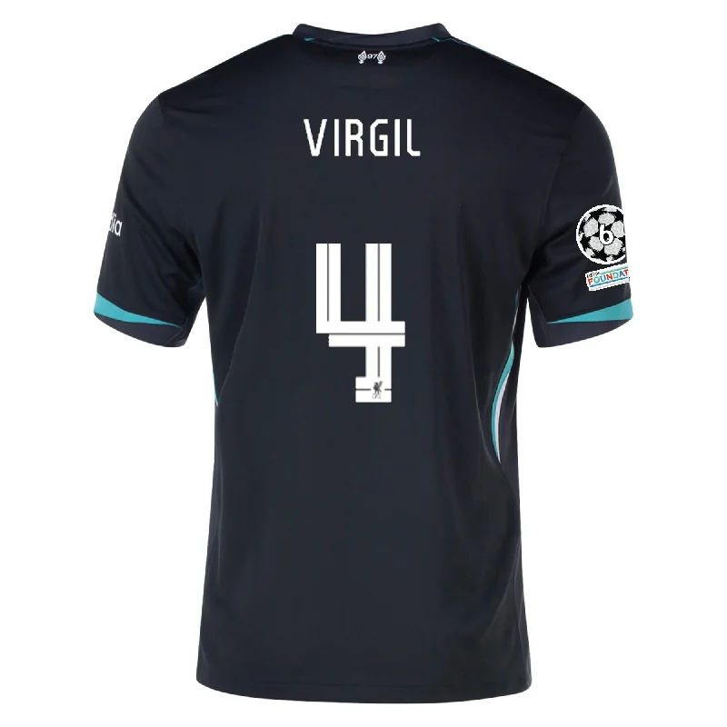 Nike Liverpool Virgil Van Dijk Away Jersey w/ Champions League Patches 24/25 (Night Forest/Washed Teal) Stylish Men's Tropical Nike Liverpool Virgil Van Dijk Away Jersey w/ Champions League Patches 24/25 (Night Forest/Washed Teal) Stylish Men's Tropical