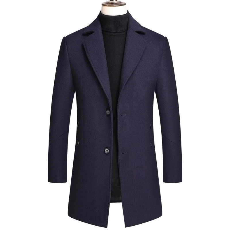 Gentleman Classic Thicken Wool Pea Coat Practical Men's Multi