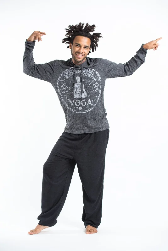 Unisex Infinitee Yoga Stamp Hoodie in Silver on Black Masculine Men's Thick