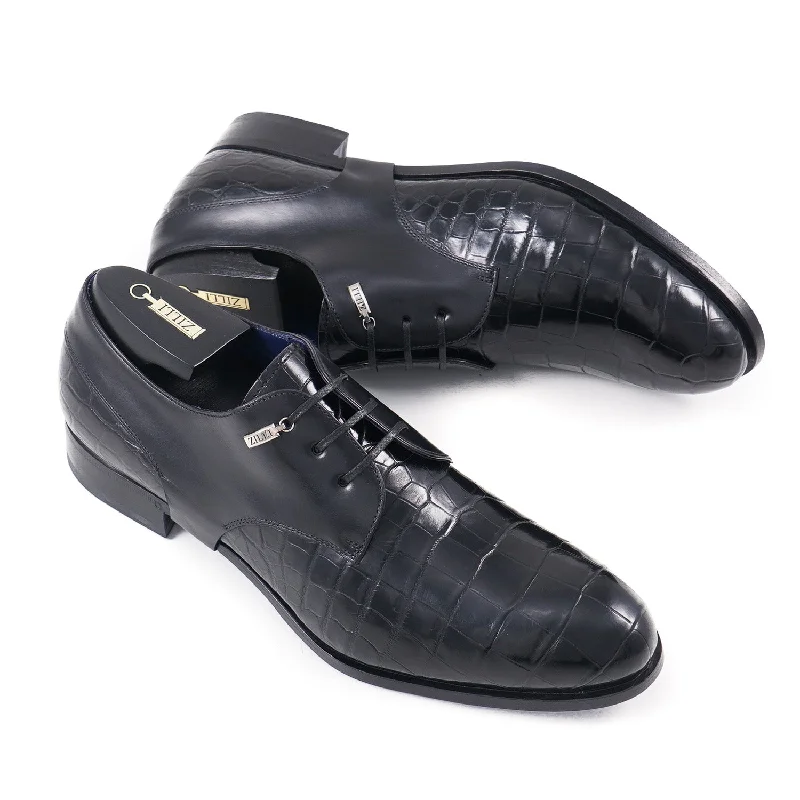 Zilli Crocodile and Calf Leather Derby Dynamic Men's Glow