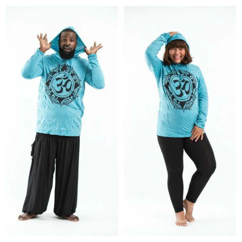 Plus Size Unisex Infinitee Om Hoodie in Turquoise Vacation