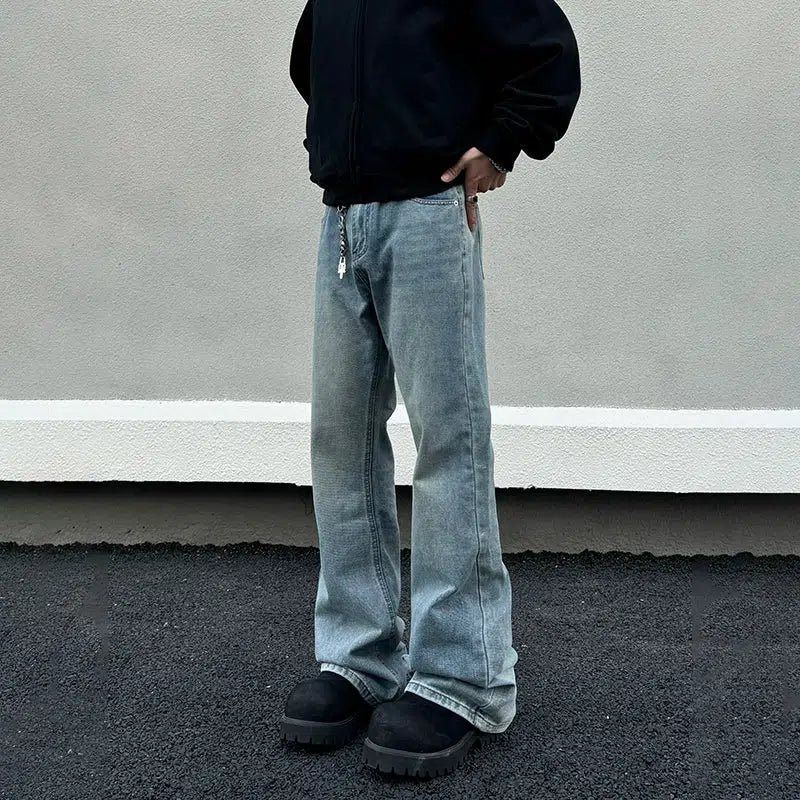 Blue Regular Fit Straight Jeans British Gentleman Style