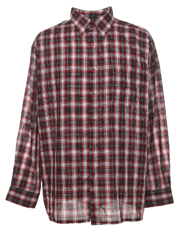 Long Sleeved Checked Shirt - L Dapper Men's 1920S