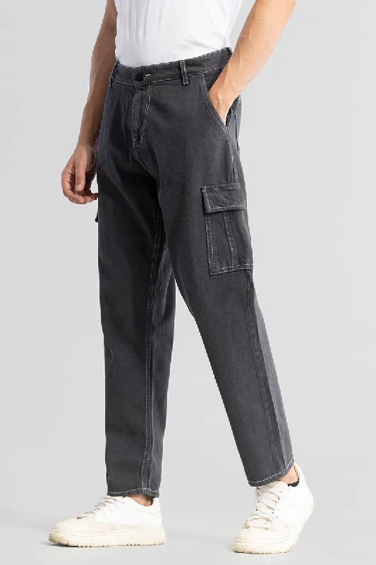 Cosmic Washed Black Baggy Fit Jeans Artistic Men's Hand