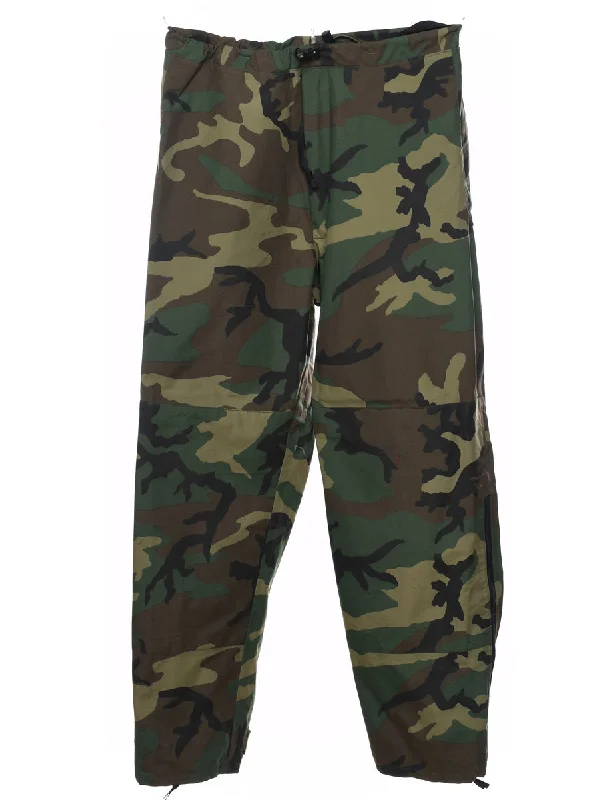 U.S Woodland Camouflage Print Cargo Trousers - W32 L30 Laid