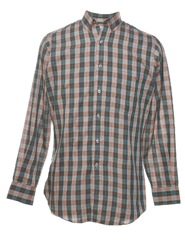 Long Sleeved Checked Shirt - L Elegant Men's Cashmere