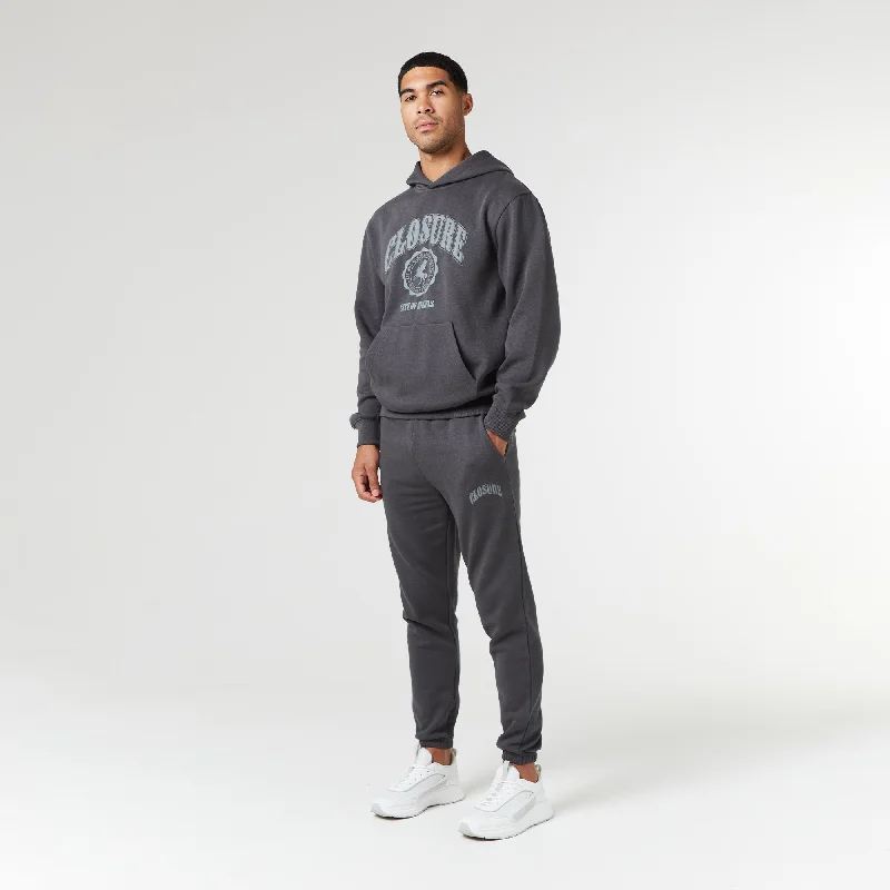 Vintage Varsity Tracksuit | Charcoal Polished Men's Satin