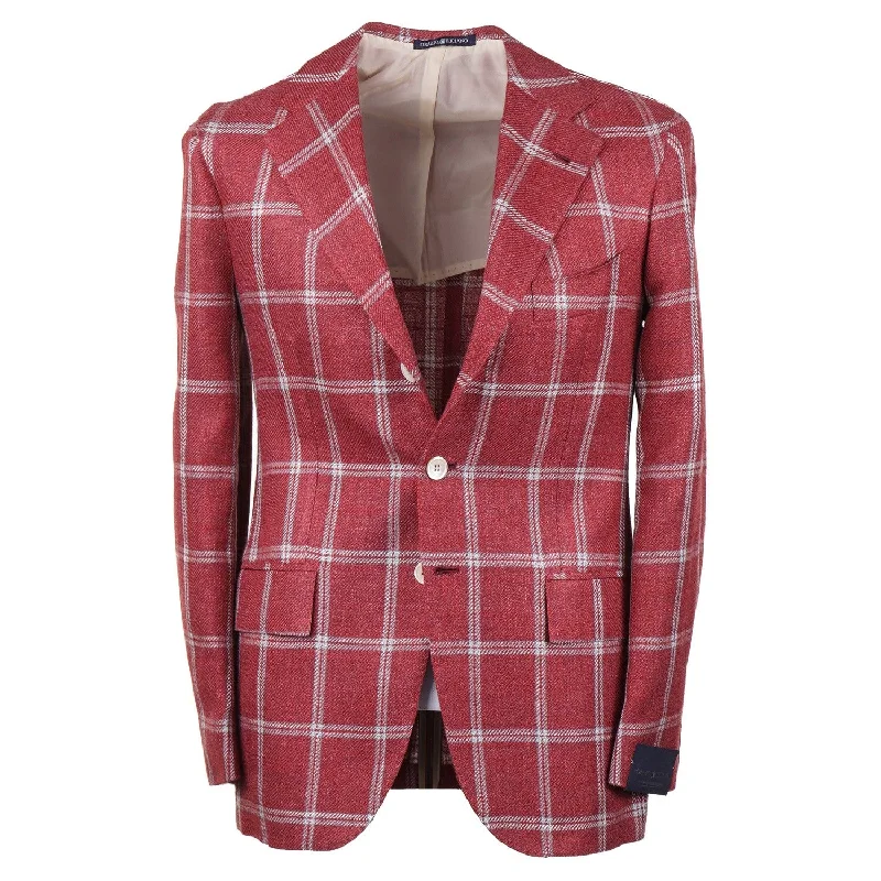 Orazio Luciano Windowpane Silk and Linen Sport Coat Trendy Men's Bucket