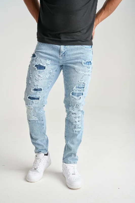 Spark Light Blue Ripped Jean Refined Men's Velvet