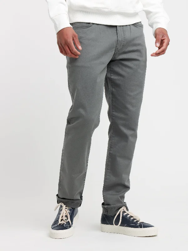 Dark Metal Grey Sullivan Slim Knitlike Chino Pant Elegant Men's Formal 