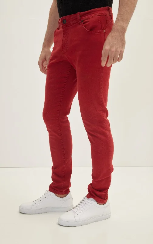 Spring Tapered Denim - Red Casual Men's Loose
