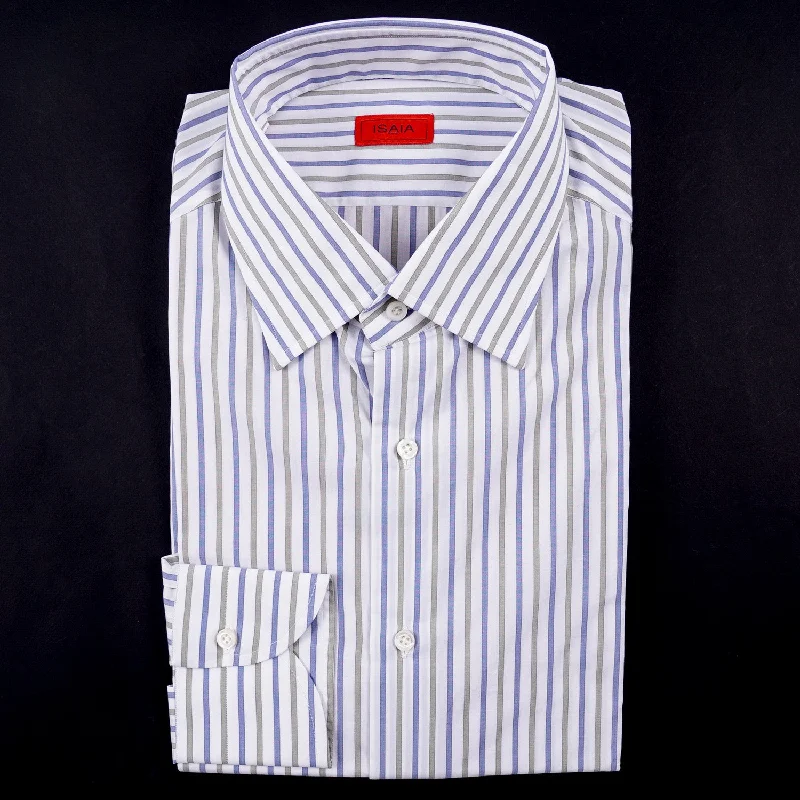 Isaia Modern 'Mix Fit' Striped Cotton Dress Shirt Casual Men's Loose