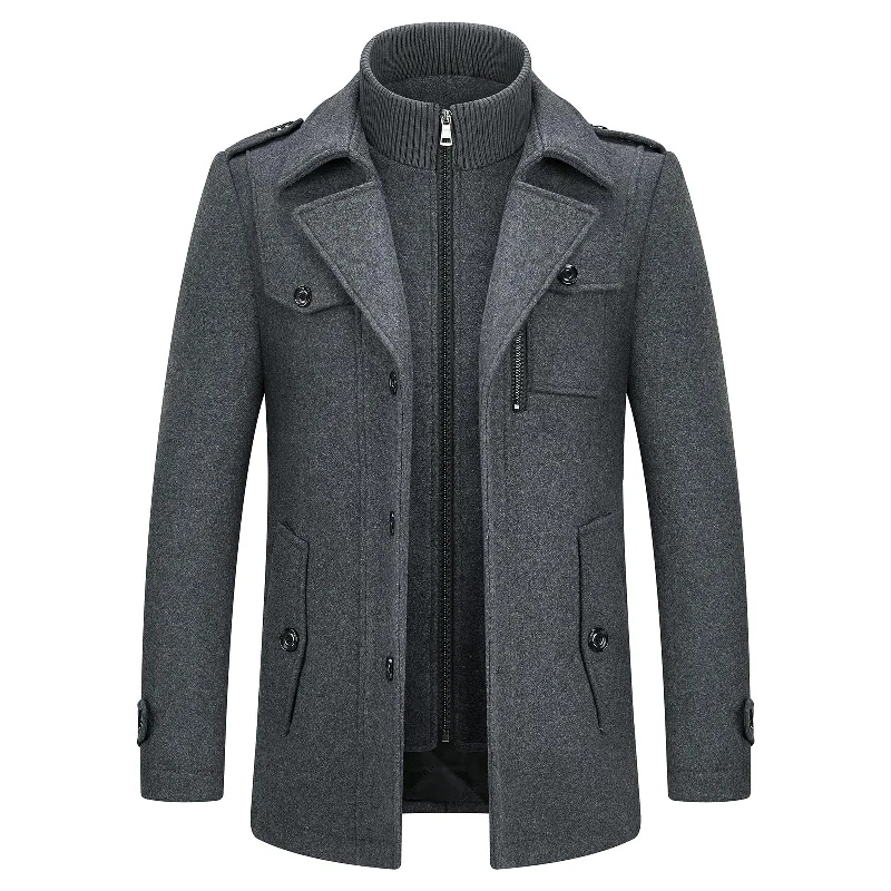 Men's Thick Business Casual Double-Layer Wool Coat Sporty Men's Athleisure 