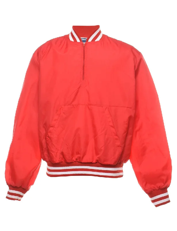 Red & White Zip-Front Bomber Jacket - L Dynamic Men's Glow