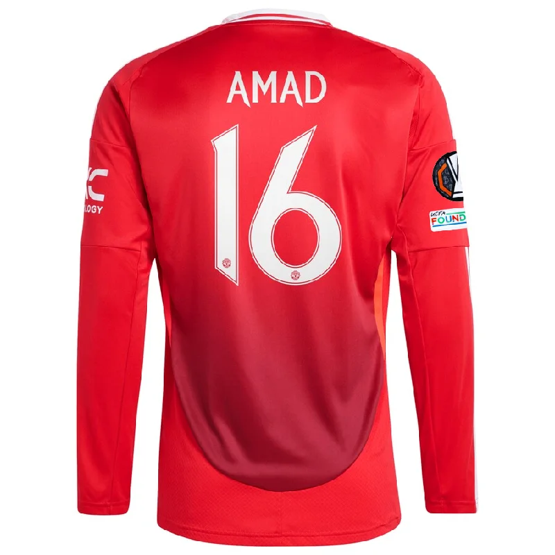 adidas Manchester United Amad Diallo Long Sleeve Home Jersey w/ Europa League Patches 24/25 (Red) Vintage Men's 1970S Disco adidas Manchester United Amad Diallo Long Sleeve Home Jersey w/ Europa League Patches 24/25 (Red) Vintage Men's 1970S Disco