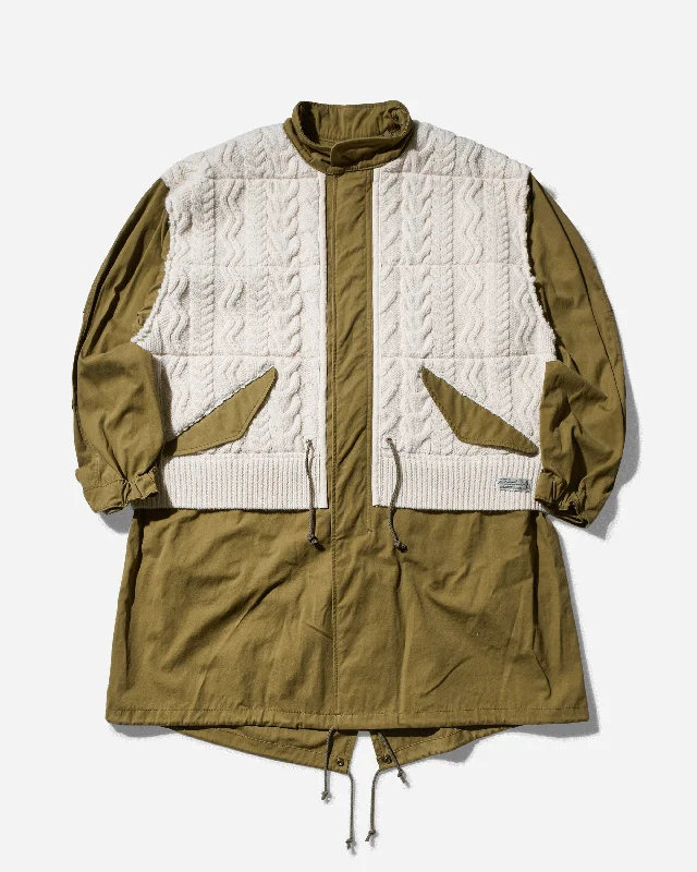 Men's Richmond Knitwear Parka Jacket Khaki / Natural Earthy Men's Sustainable 