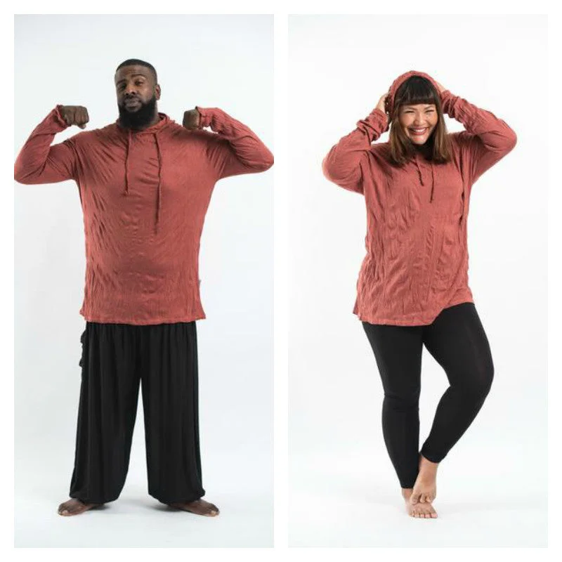 Plus Size Unisex Solid Color Hoodie in Brick Dynamic Men's Glow