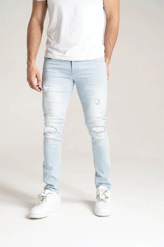 Spark 3D Crinkle & Cut Rip/Repair Stretch Jean (Snow Ice) Masculine Men's 