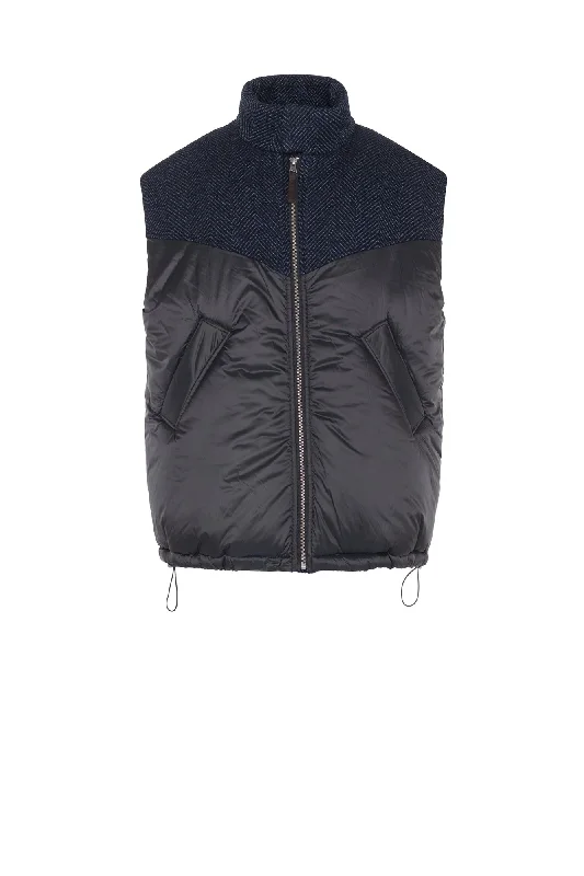 RYDER BLACK AND BLUE HERRINGBONE VEST Dynamic Men's High