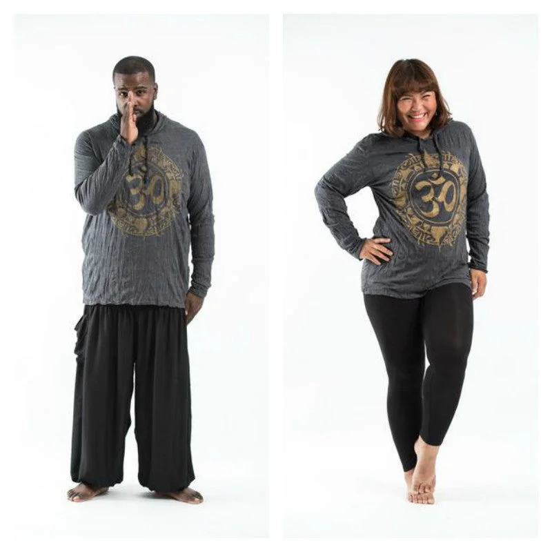 Plus Size Unisex Infinitee Om Hoodie in Gold on Black Refined Men's European