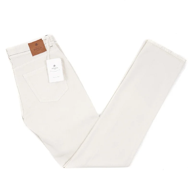 Luigi Borrelli Off-White Denim Jeans Cool Men's Distressed