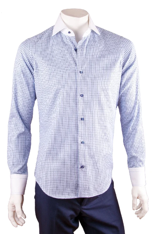 Two-Tone Check Print Cotton Dress Shirt Hip Men's Urban