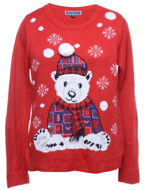 1990s Teddy Bear Design Christmas Jumper - M Sharp Men's Italian