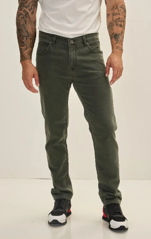 Super Soft 5-pocket Style Pants - Khaki Polished Men's Satin