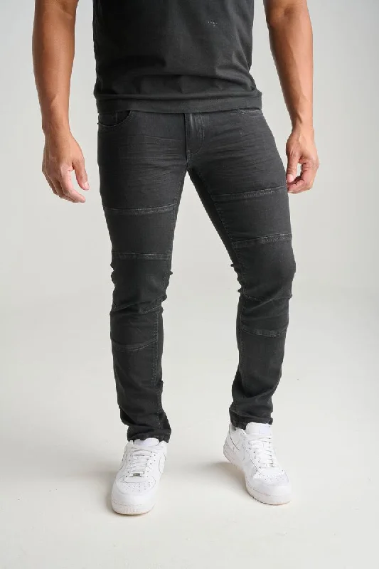 Spark 3D Crinkle & Cut Stretch Jean (Jet Black) Casual Men's Loose