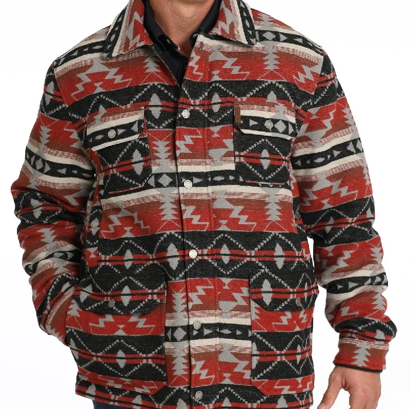 Cinch Men's Southwestern Frontier Coat in Burgundy & Navy Bold Men's Animal