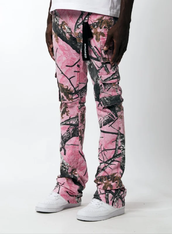 Kindred Stacked Cargo Pocket Jean (Pink Forest Camo) Streetwear Style