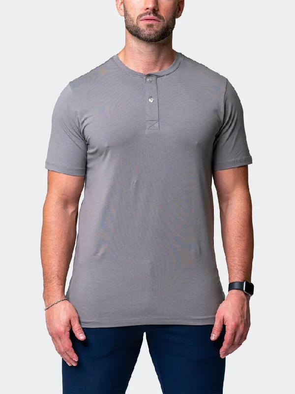 Maceoo Stretch Short-Sleeve Tshirts | Henley Core Grey Laid