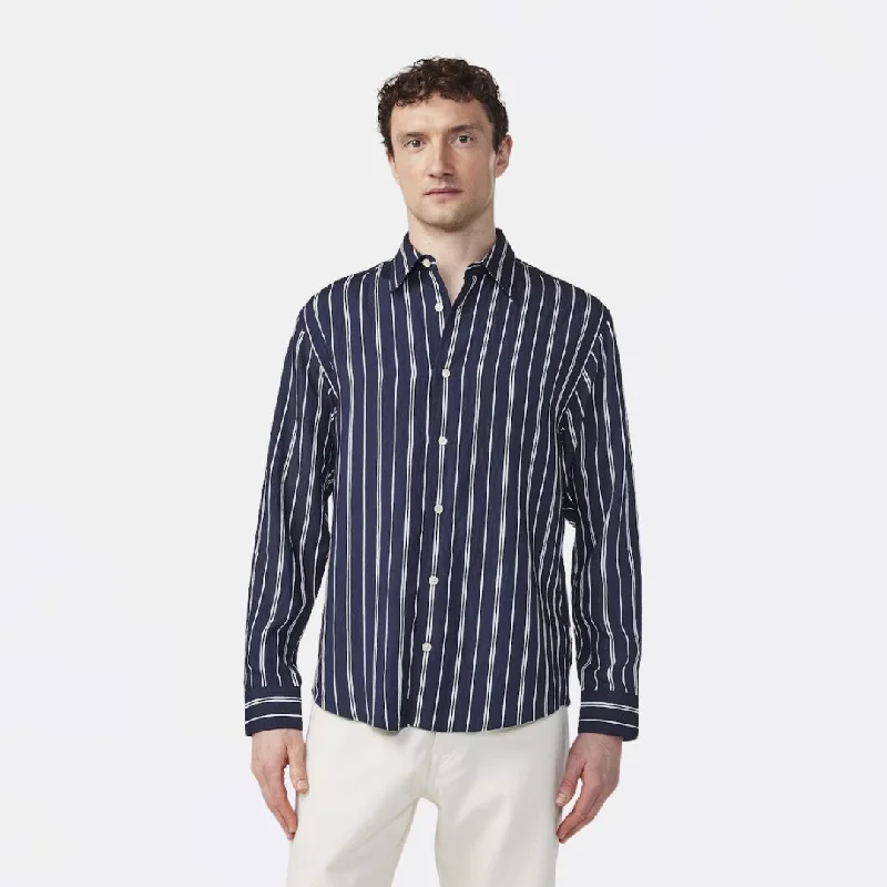 Quinsy 5330 Lyocell Blend Shirt (Navy Blue) Elegant Men's Cashmere