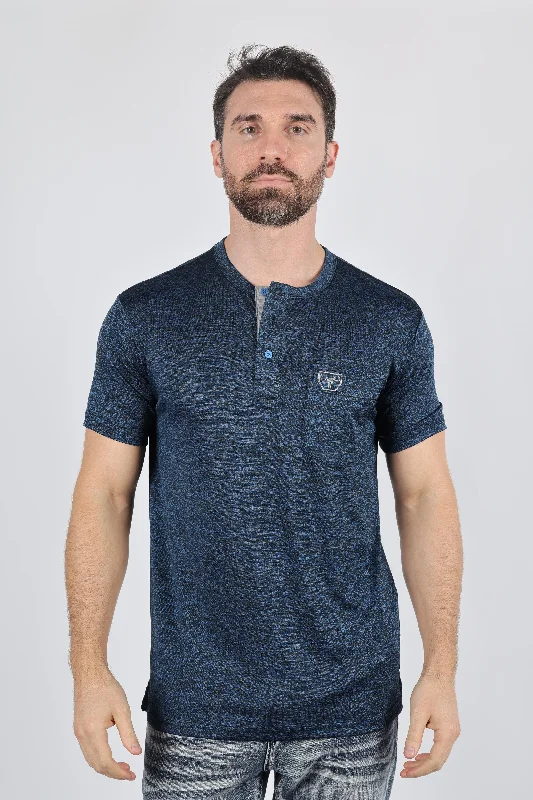 Mens Modern Fit Stretch Henley T-Shirt with Logo Refined Men's Classic 