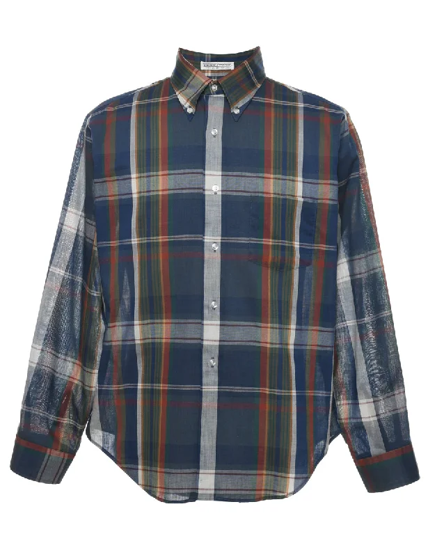 Long Sleeved Checked Shirt - XL Monochromatic Office Style