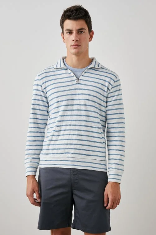 Rails Leorio Sweatshirt / Breton Stripe Canvas Monochromatic Office Style