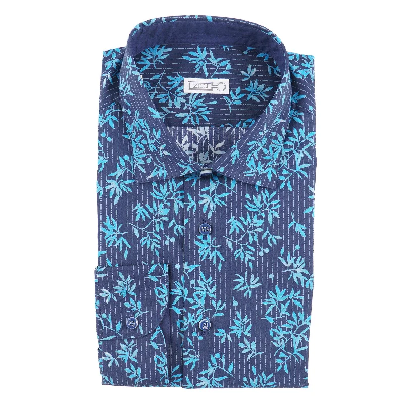 Zilli Tailored-Fit Shirt with Floral Print Hip Men's Retro