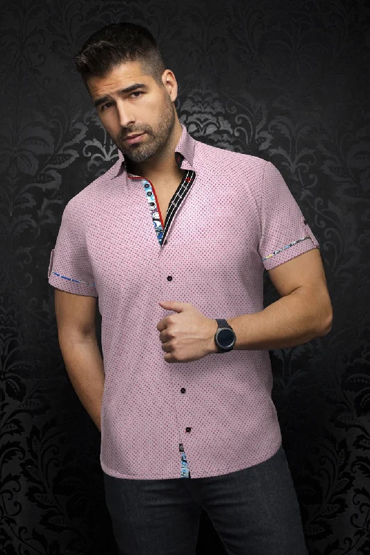 Au Noir Stretch Short Sleeve Shirt | Botera Pink Sophisticated Men's 