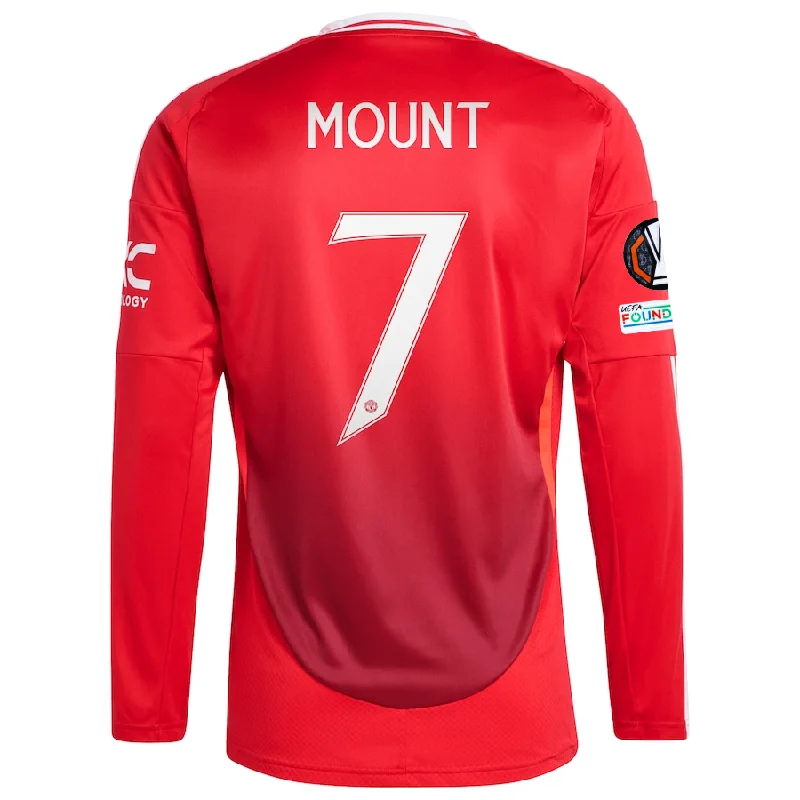 adidas Manchester United Mason Mount Long Sleeve Home Jersey w/ Europa League Patches 24/25 (Red) Traditional Men's Country adidas Manchester United Mason Mount Long Sleeve Home Jersey w/ Europa League Patches 24/25 (Red) Traditional Men's Country
