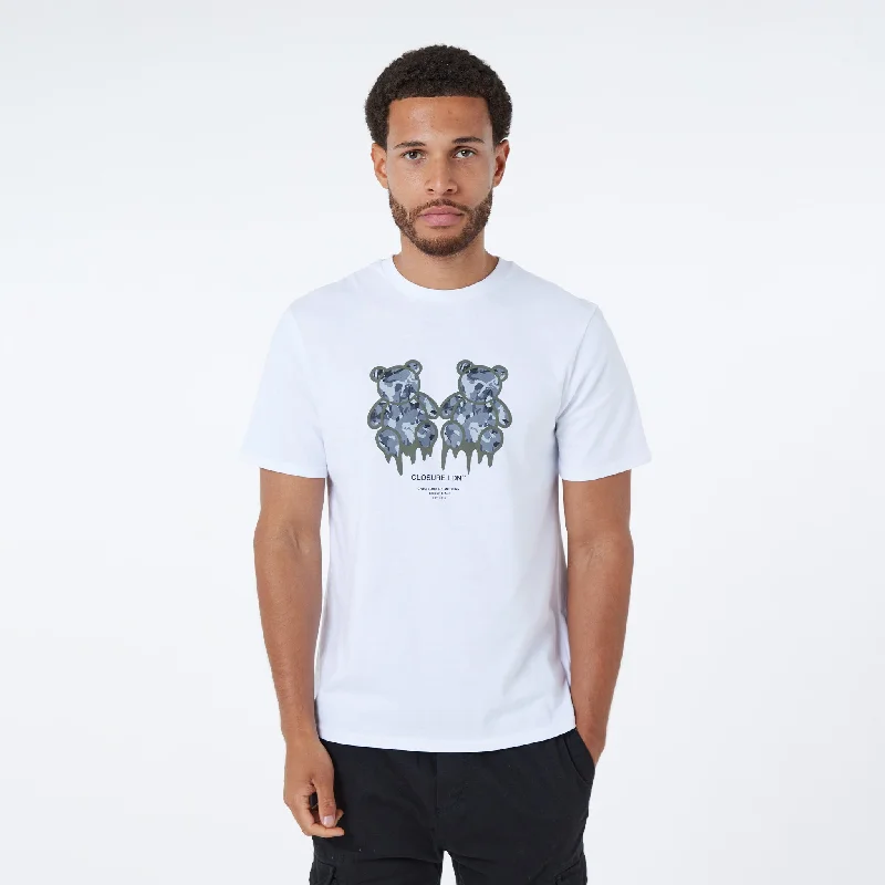 Double Drip Teddy T-Shirt | White Relaxed Men's Beach