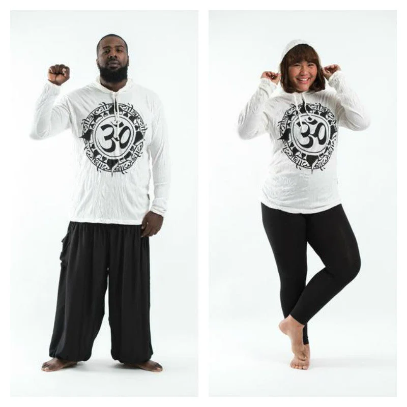 Plus Size Unisex Infinitee Om Hoodie in White Monochromatic Office Style