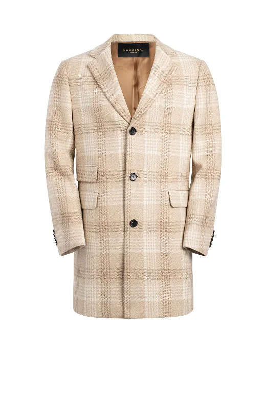 SAMUEL WOOL & CASHMERE OATMEAL PLAID TOPCOAT Vacation