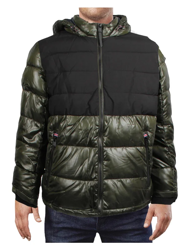 Tower Mens Puffer Colorblock Quilted Coat Masculine Men's Thick