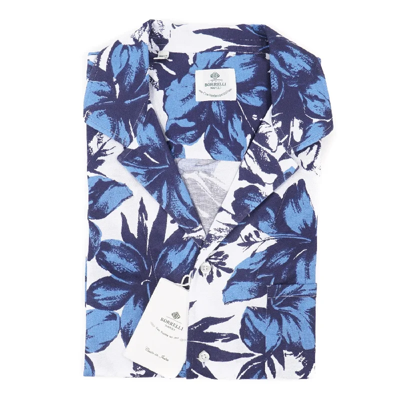 Luigi Borrelli Tropical Floral Jersey Cotton Shirt Refined Men's Hand