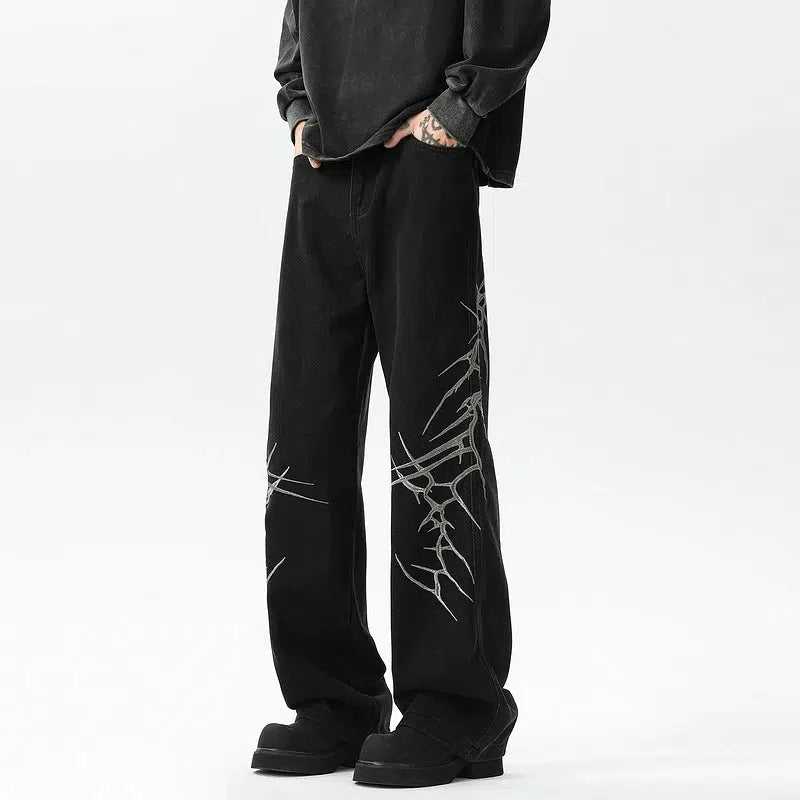 Thorn Embroidery Street Pants Sharp Men's Italian