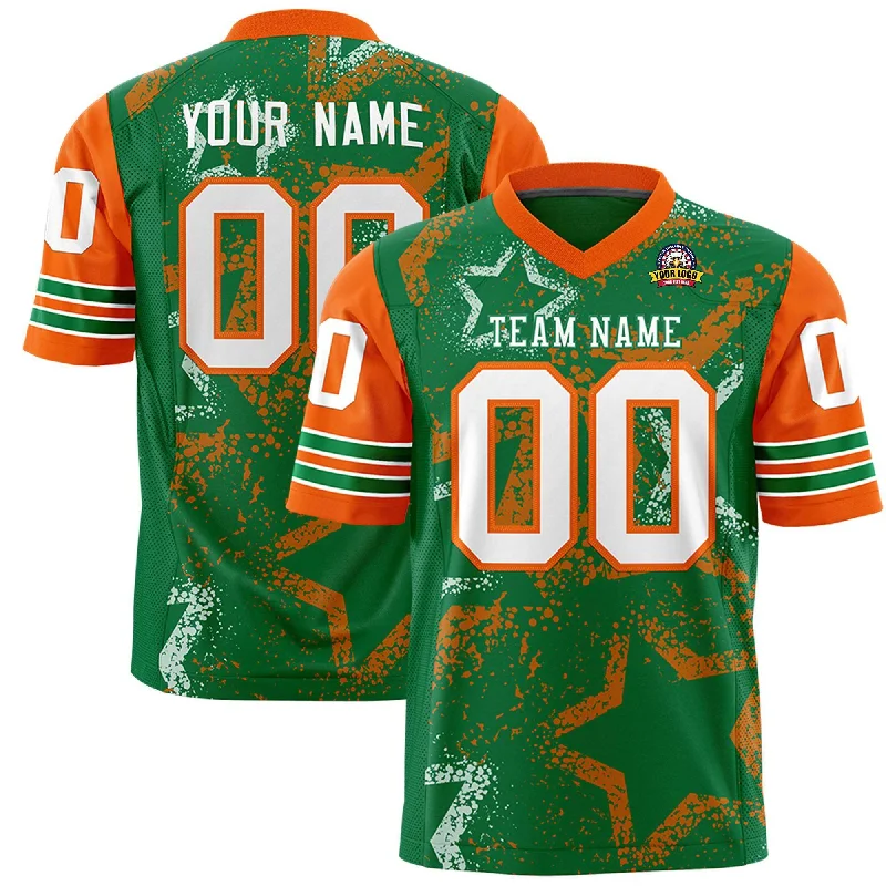 Custom Kelly Green Neon Green-White Personalized Star Pattern Design Authentic Football Jersey Relaxed Men's Australian Custom Kelly Green Neon Green-White Personalized Star Pattern Design Authentic Football Jersey Relaxed Men's Australian