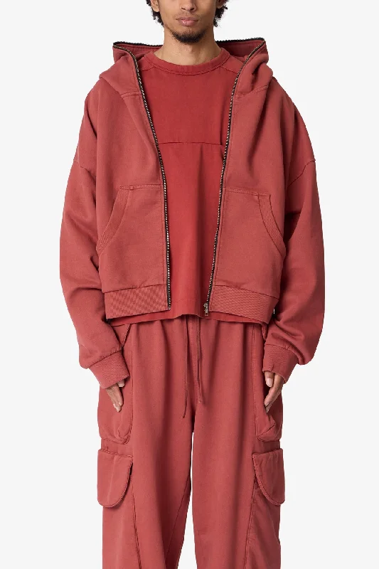 Full Zip Hoodie - Rust Streetwear Style